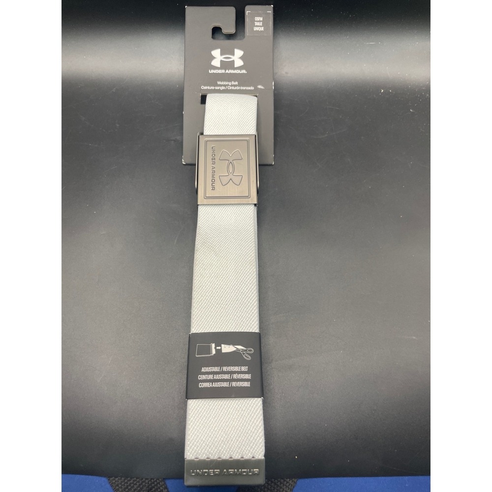 Under Armour Mens Webbing Belt Light Grey Adjustable Reversible OSFM 1363935